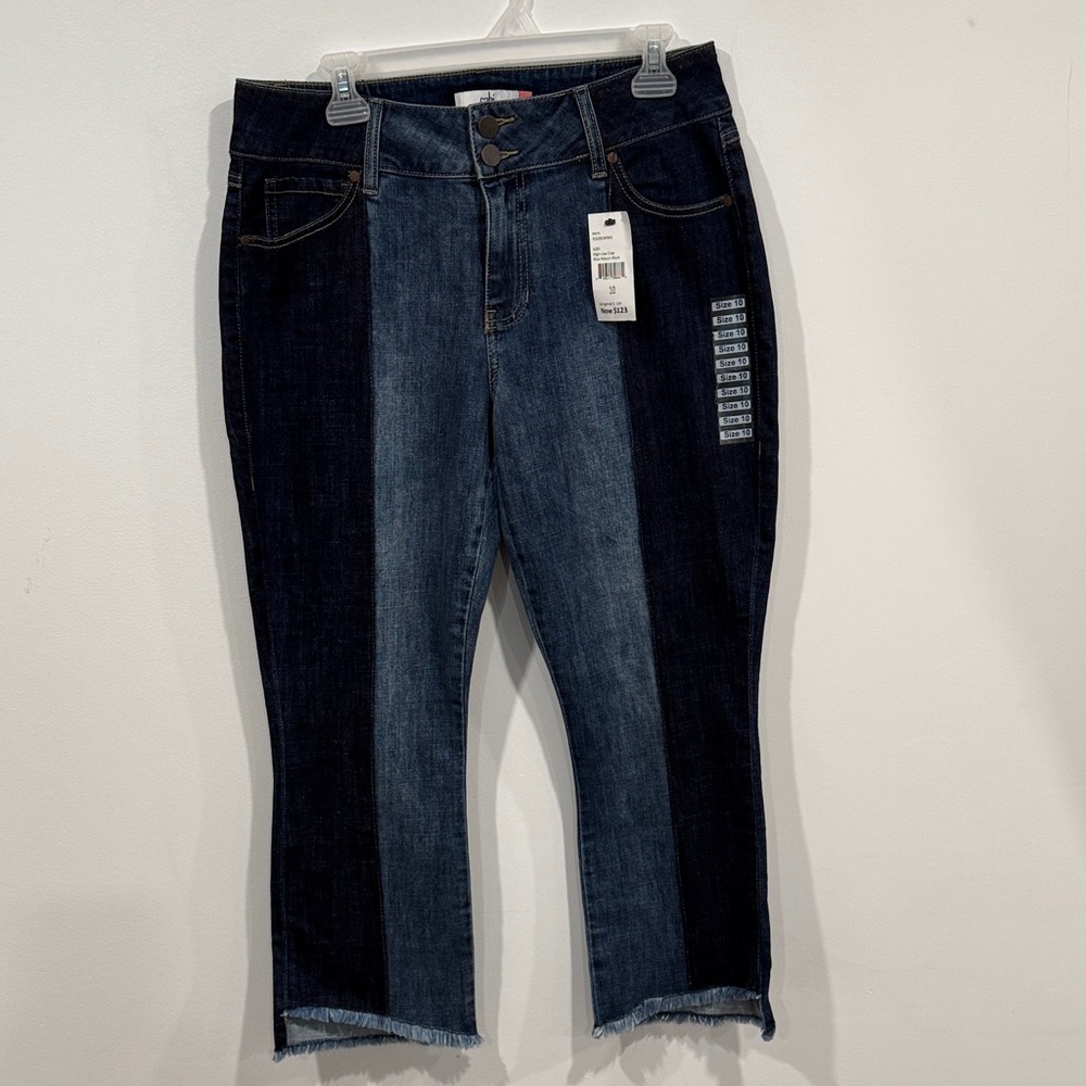 CAbi Dark and Light Blue Ankle Jeans